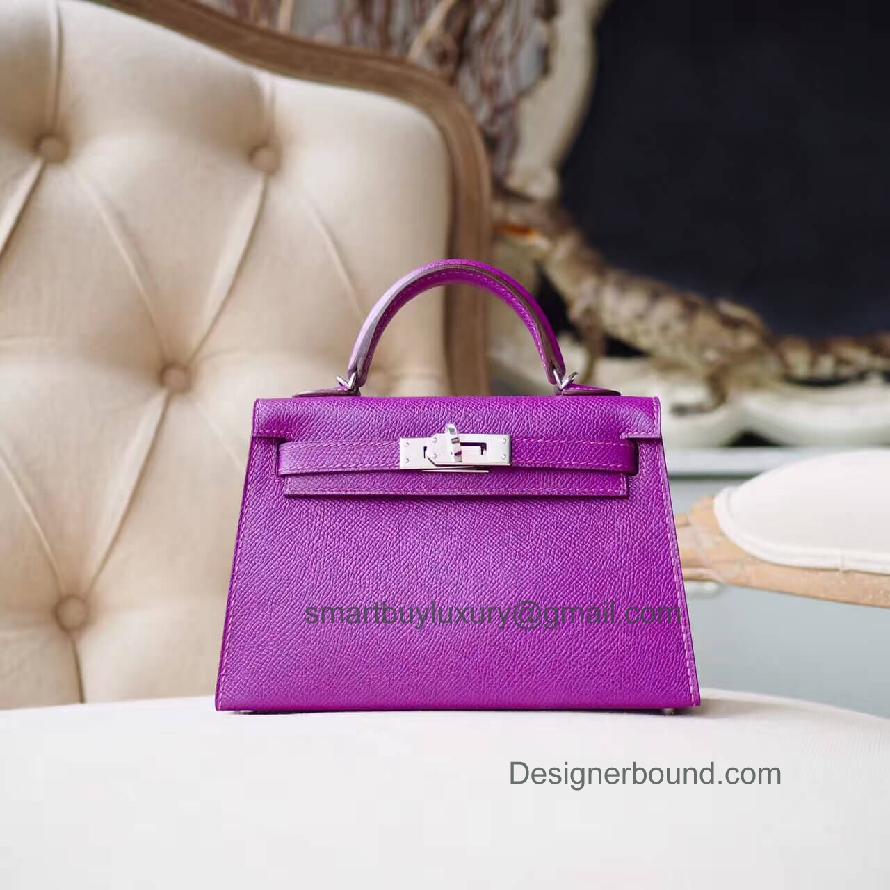 Hermes Mini Kelly II Bag in p9 Anemone Epsom PHW